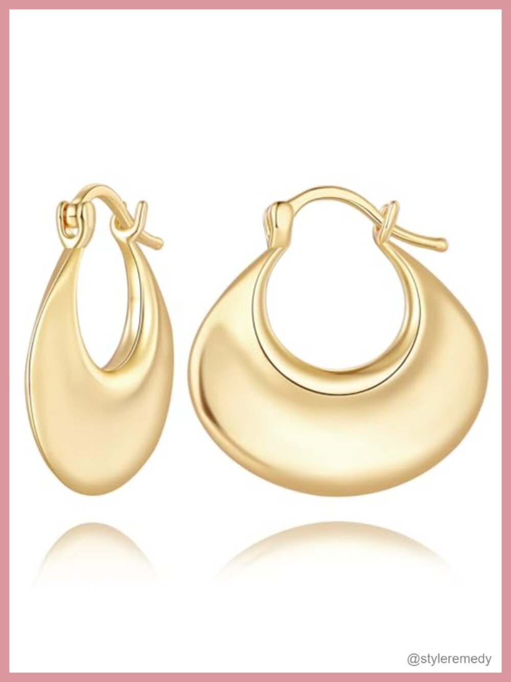 14K Gold Plated Oval Hoop Earrings Latch Back Women Jewelry